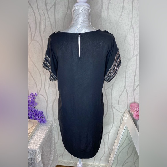 🌷 Vero Moda 🌷 Black Sheer Sparkly Jewelled Shoulder & Sleeve Detail Tunic Dress - Picture 5 of 11